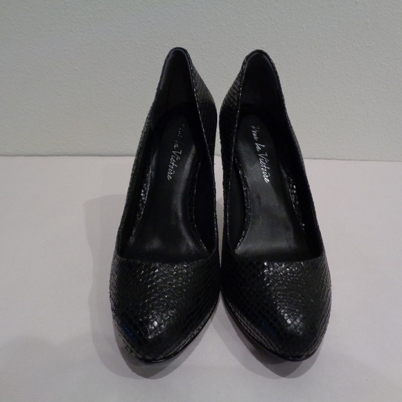 Pour La Victoire Size 6.5 M Black Leather Heels - Picture 7 of 8
